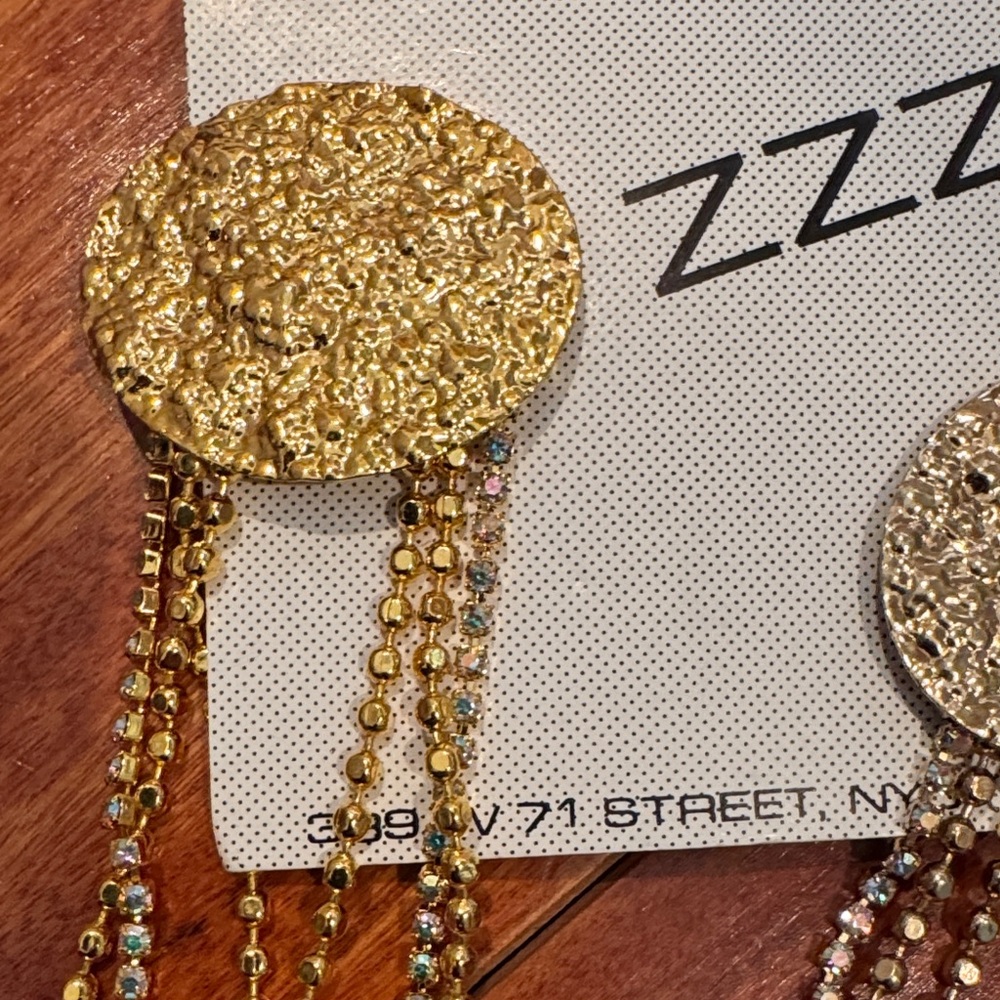 Gold & Crystal Chain Earrings - Picture 3 of 4